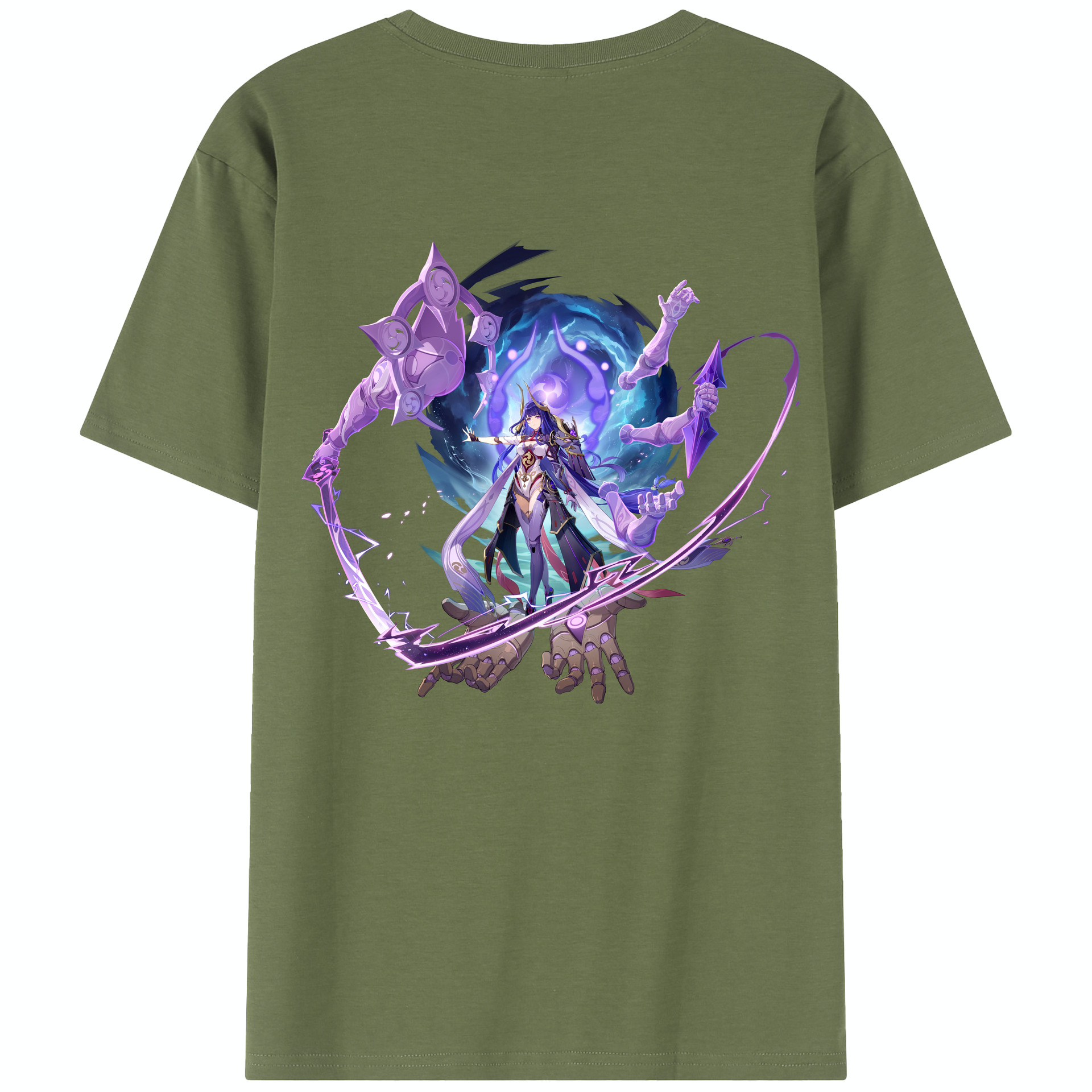 げんし神 雷電将軍 らいでんしょうぐん genshin Raiden Shogun 綿100％半袖Tシャツ（背面プリント）